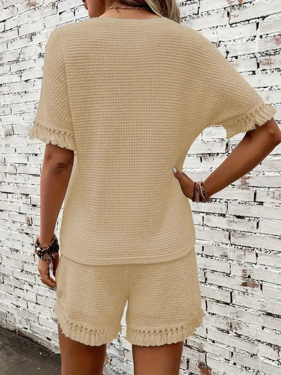 Riviera tan tassel shorts set for casual summer outfits