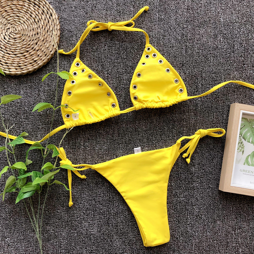 Five-Eye Swimsuit in Black Green and Yellow