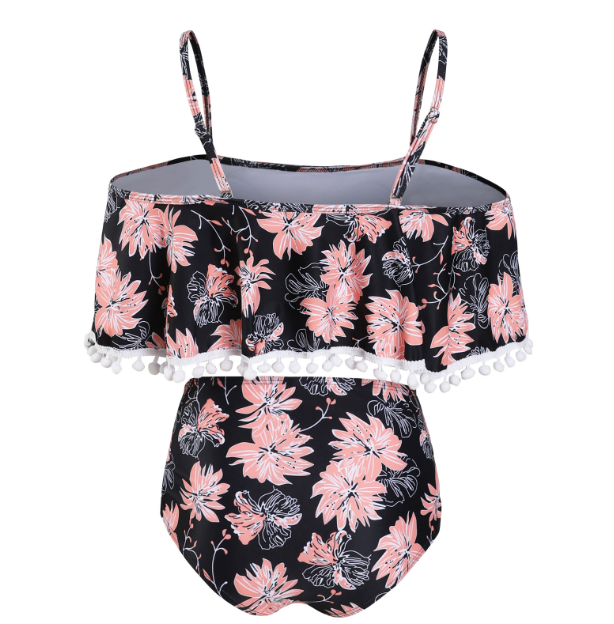 High-waist ruffled swimsuit