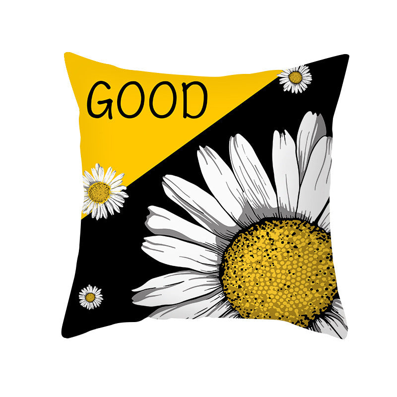 Yellow Daisy Flower Pillow Cover