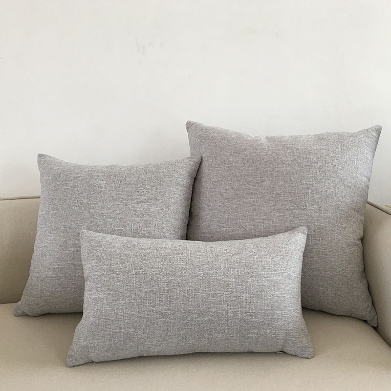 Solid Color Cotton and Linen Throw Pillow Cover