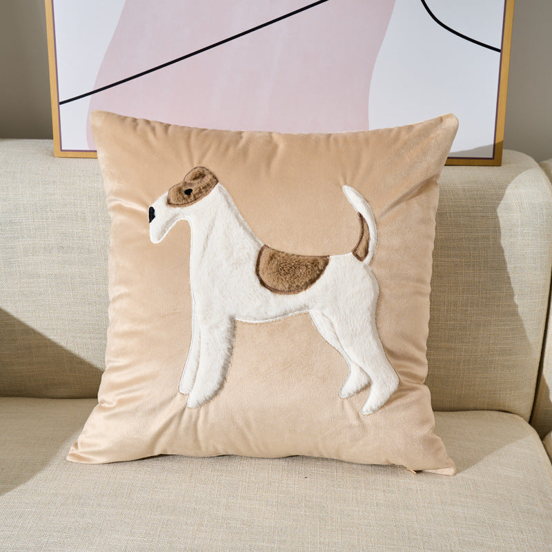 Rabbit Embroidered Velvet Plush Sofa Pillow Cover