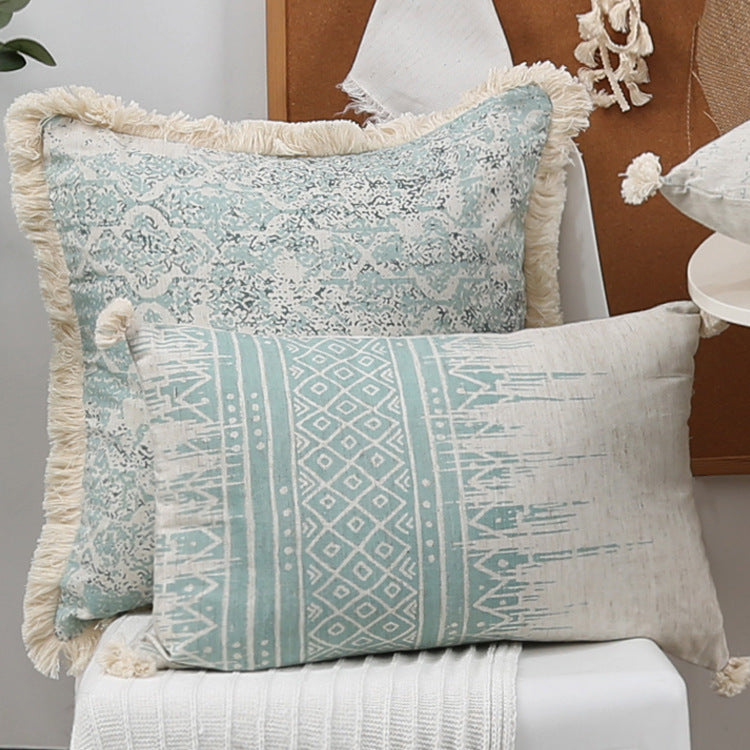 Woven tufted pillow cover