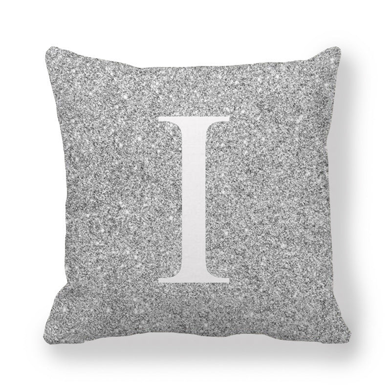 Fashion Gray Shading 26 English Letters Encrypted Peach Skin Fabric Pillow Cover