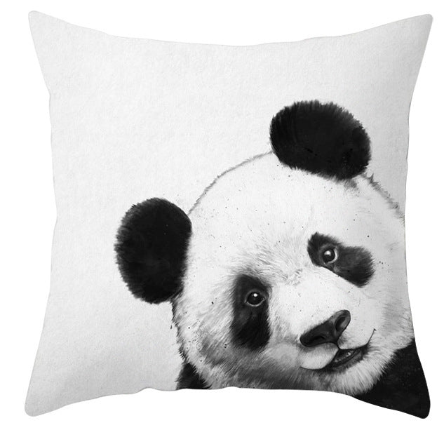 Animal Dog Cat Pillow Cover - Black and White