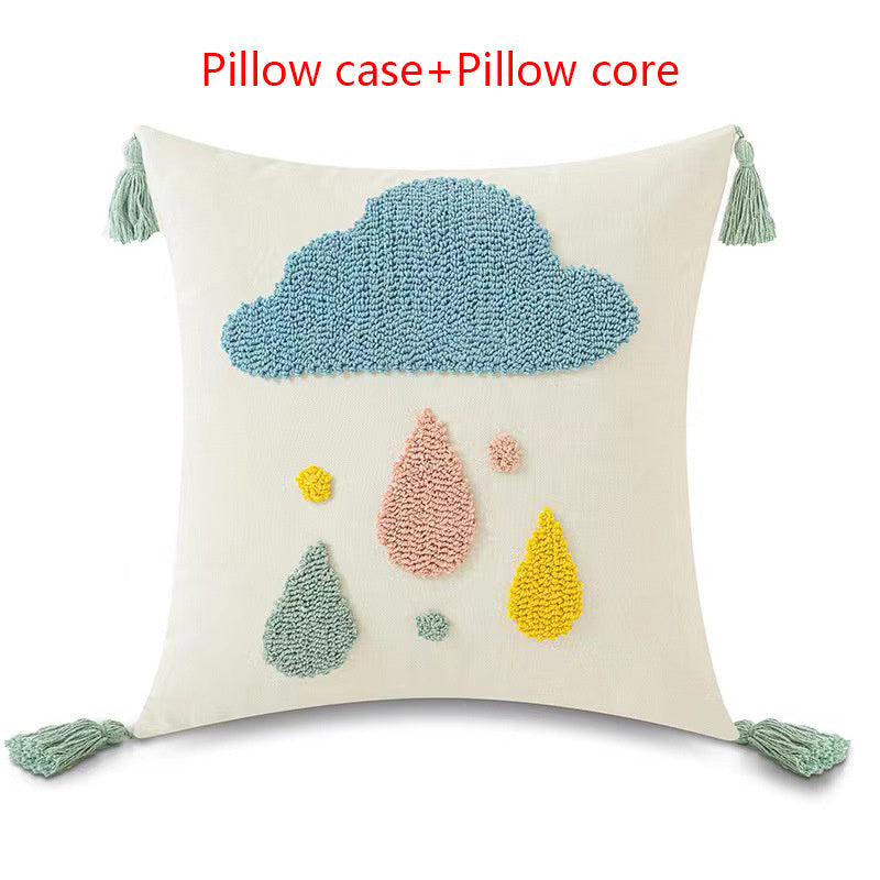 Bright and Cheerful! Loop Pillow Cover Tufted