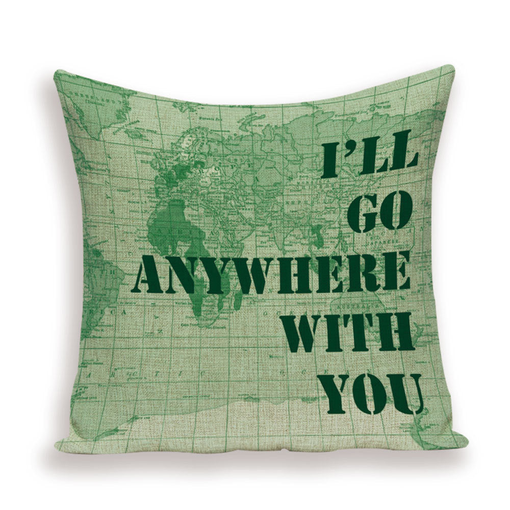 Retro Toss Pillowcase - World Map