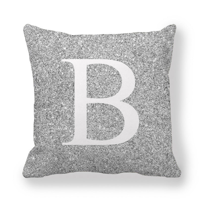 Fashion Gray Shading 26 English Letters Encrypted Peach Skin Fabric Pillow Cover