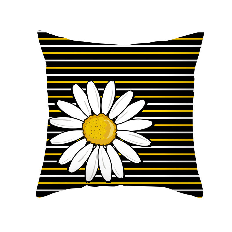 Yellow Daisy Flower Pillow Cover