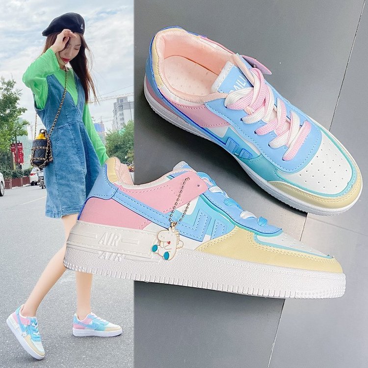 Soft Girl Flat Color-blocking Sneaker Street Shooting Casual Easy Wear Borad Shoe