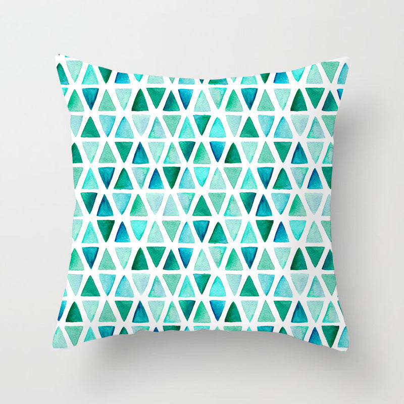 Blue And Green Printed Pillow Cover