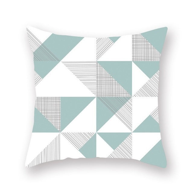 Green geometric pillow cover