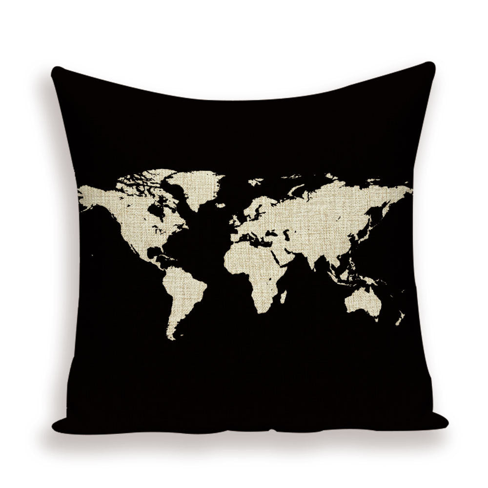 Retro Toss Pillowcase - World Map