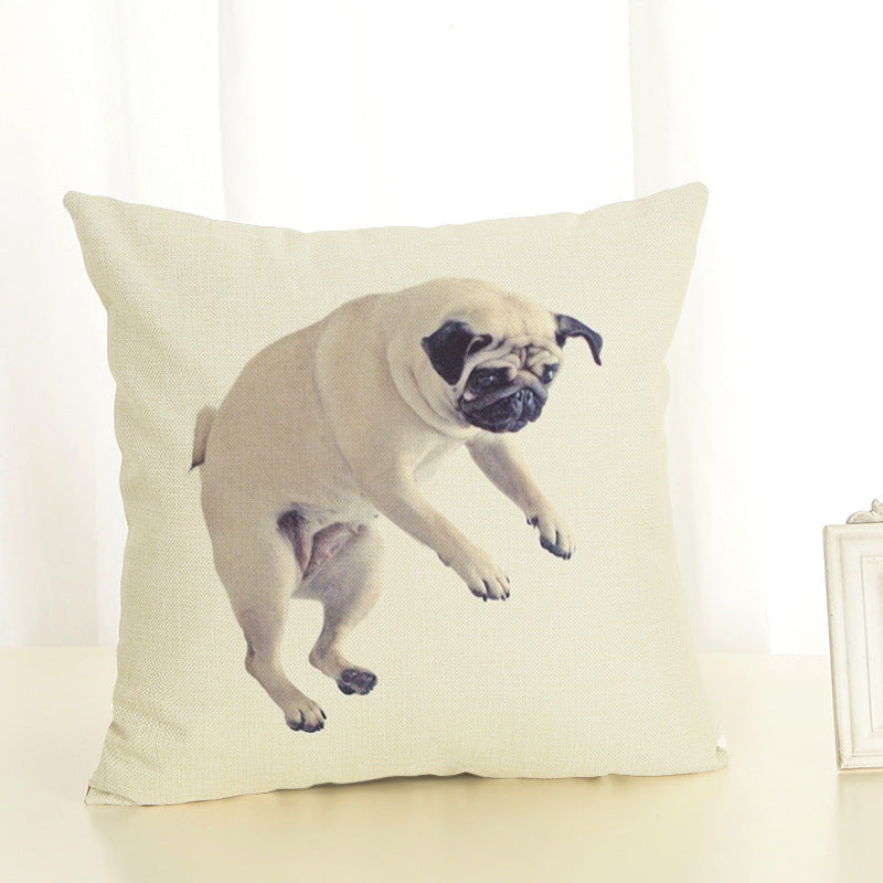 Pug Cotton Linen Pillow Cover