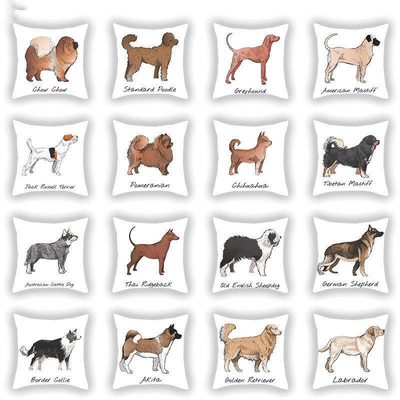 Doggies!  Printed Pillow Cover Short Plush - Cotton and Linen