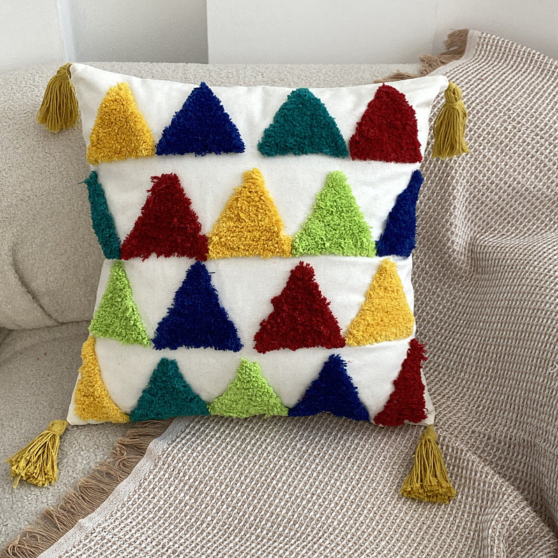 Fashion Rainbow Tufted Pillow Cover