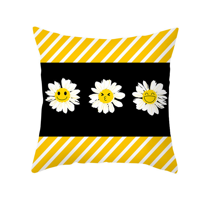 Yellow Daisy Flower Pillow Cover