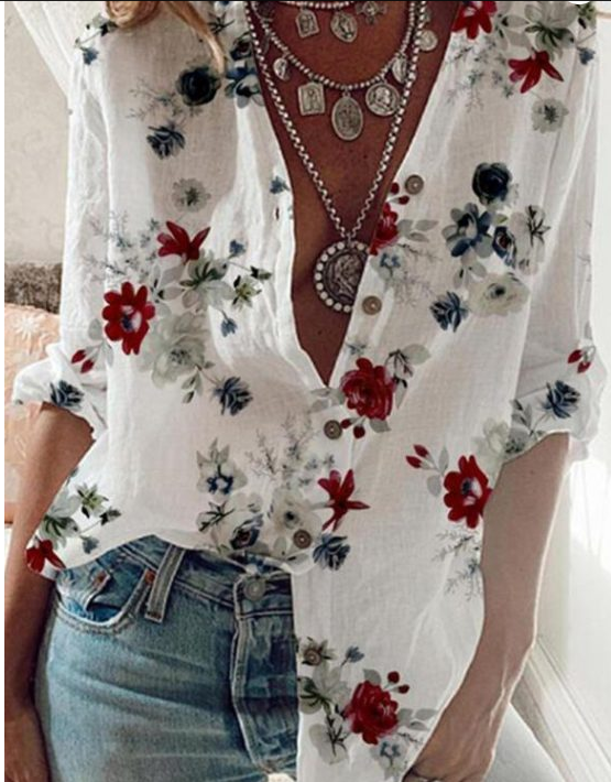 Loose V-neck blouse