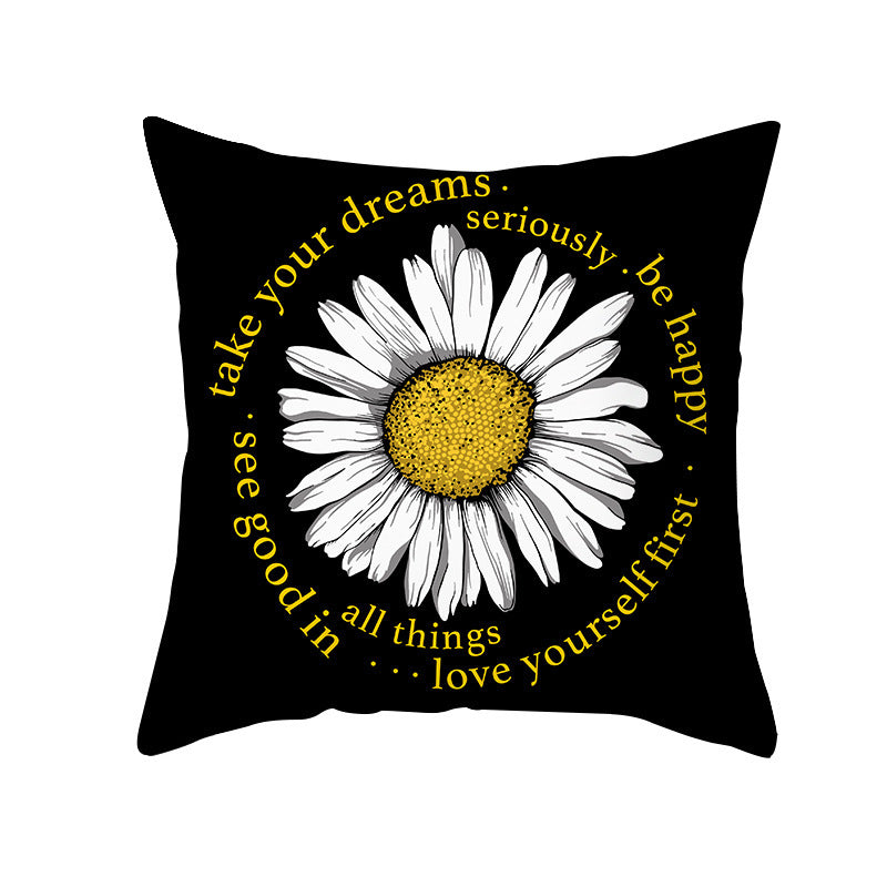 Yellow Daisy Flower Pillow Cover