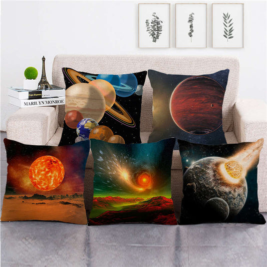 Interstellar Universe Scenery Linen Pillow Cover