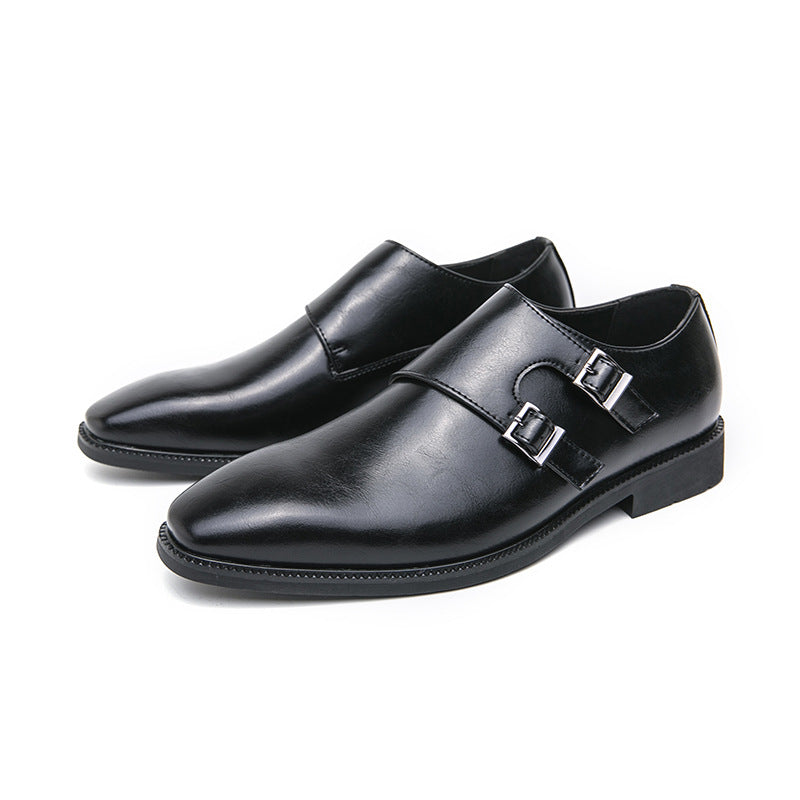 Business Formal Wear Leather Shoes Men's Casual Three Joint Pumps Mengke Buckle Office Shoes