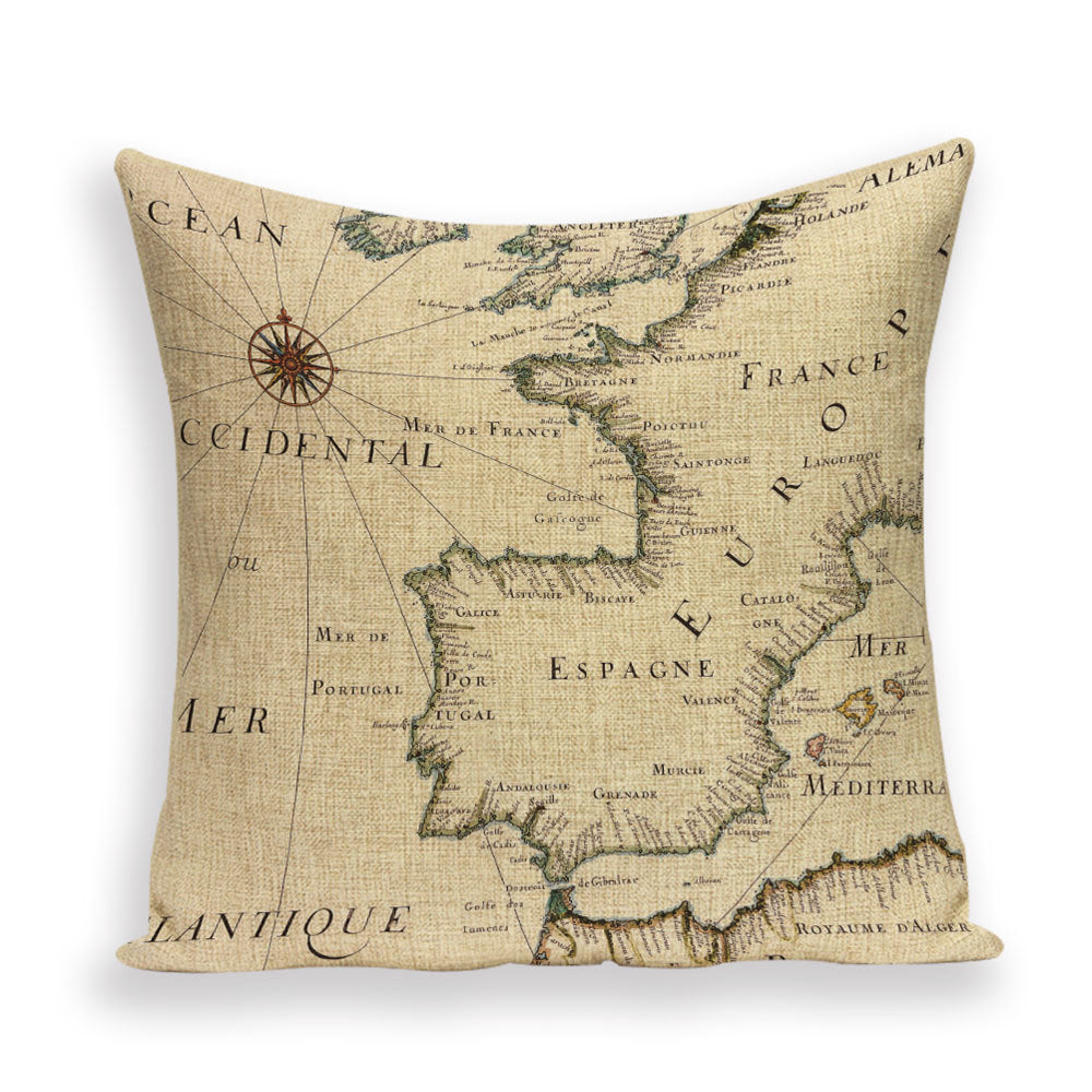 Retro Toss Pillowcase - World Map