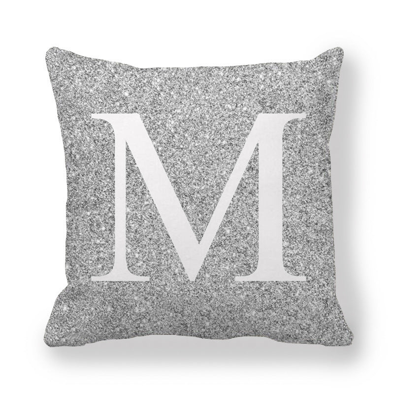 Fashion Gray Shading 26 English Letters Encrypted Peach Skin Fabric Pillow Cover