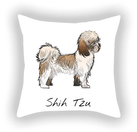 Doggies!  Printed Pillow Cover Short Plush - Cotton and Linen