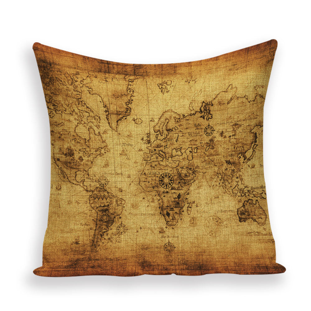 Retro Toss Pillowcase - World Map