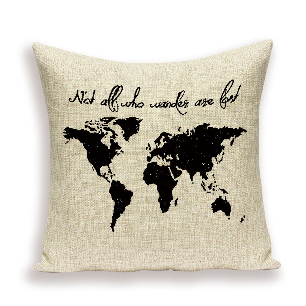 Retro Toss Pillowcase - World Map