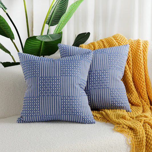 Cotton Woven Jacquard Pillow Cover - Simple Geometric Designs