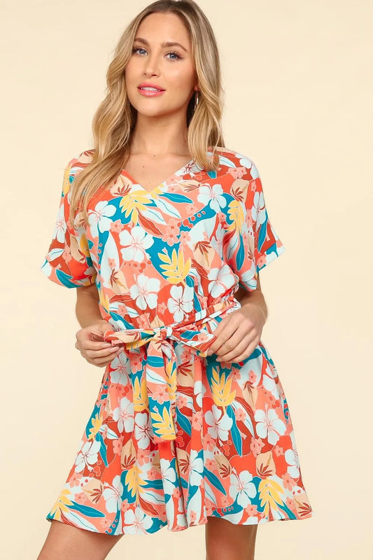The Amalfi Tropical Tie-Waist Romper for women