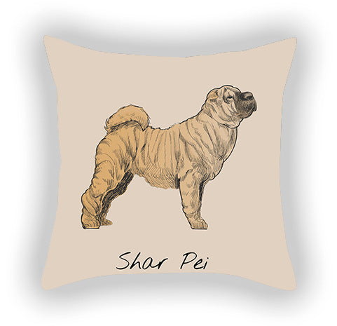 Doggies!  Printed Pillow Cover Short Plush - Cotton and Linen