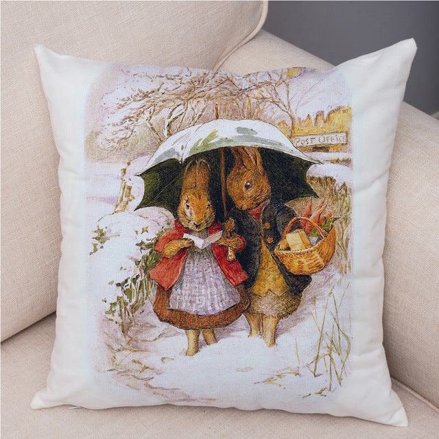 Rabbit Peach Skin Fabric Pillow Cover