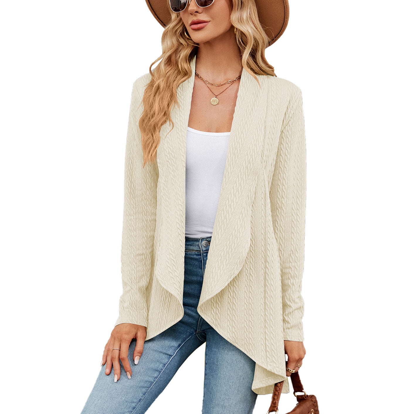 Women's Long Sleeve Sweater Solid Color Loose Cardigan Knitted Jacket