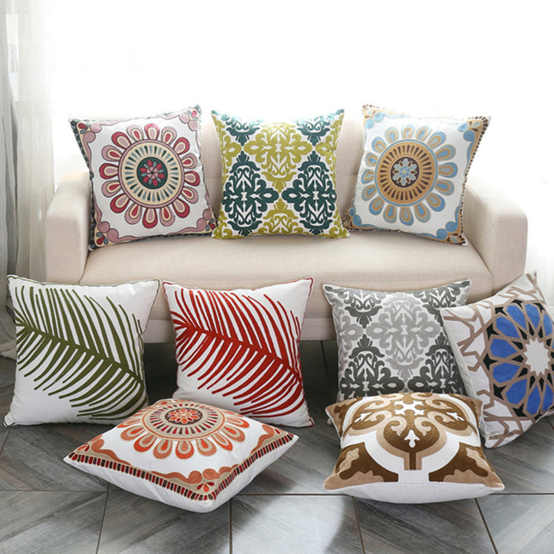 Cotton embroidered pillow cover