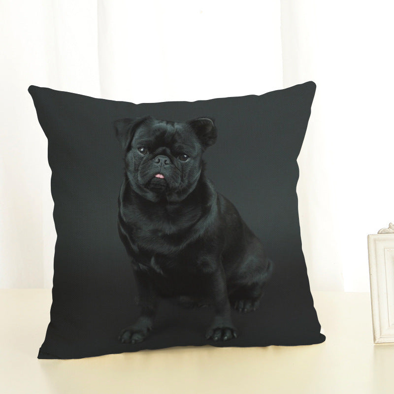 Pug Cotton Linen Pillow Cover