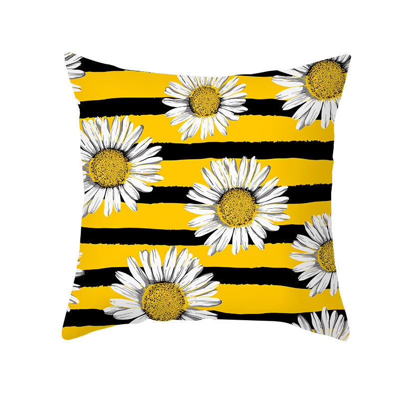 Yellow Daisy Flower Pillow Cover