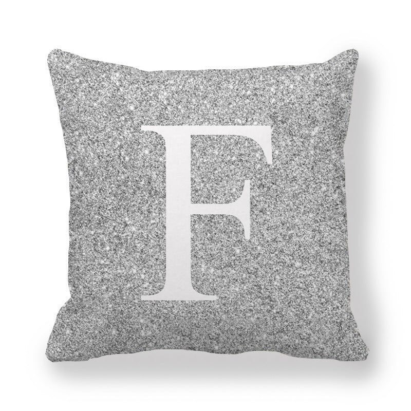 Fashion Gray Shading 26 English Letters Encrypted Peach Skin Fabric Pillow Cover