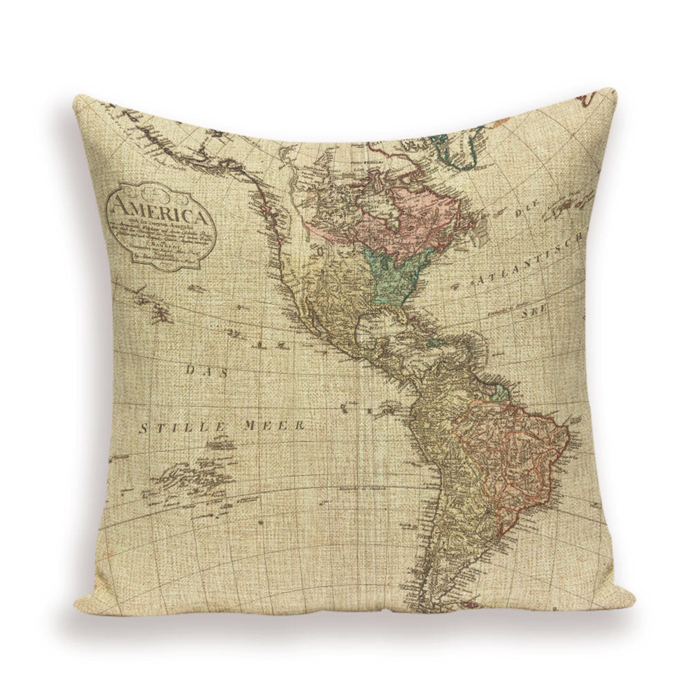 Retro Toss Pillowcase - World Map