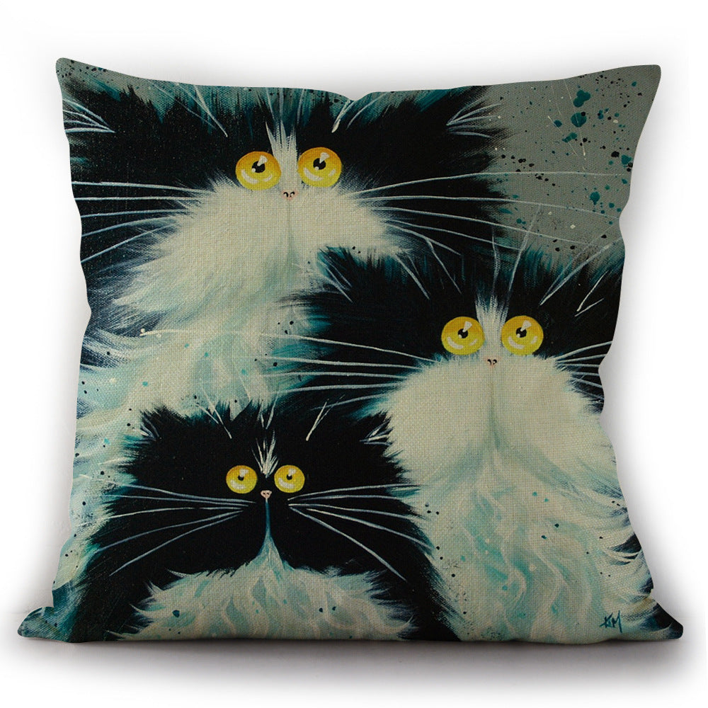 Cartoon Cat Pillow Cover