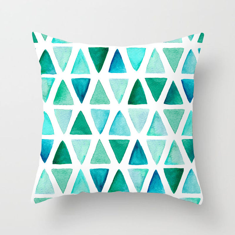 Blue And Green Printed Pillow Cover