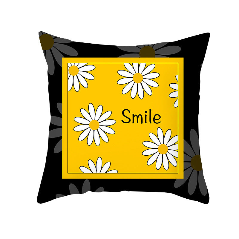 Yellow Daisy Flower Pillow Cover