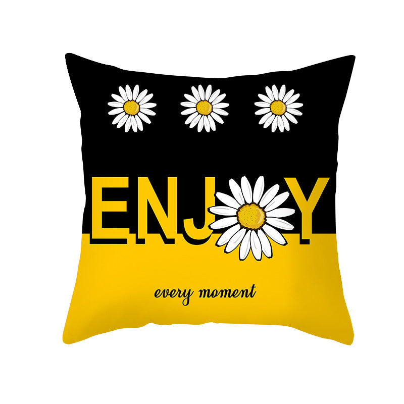 Yellow Daisy Flower Pillow Cover