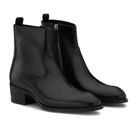 Leather Pointed Toe Zipper High Street Martin Boots