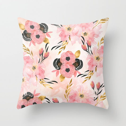 Idyllic Flowers Print Pillow Cover