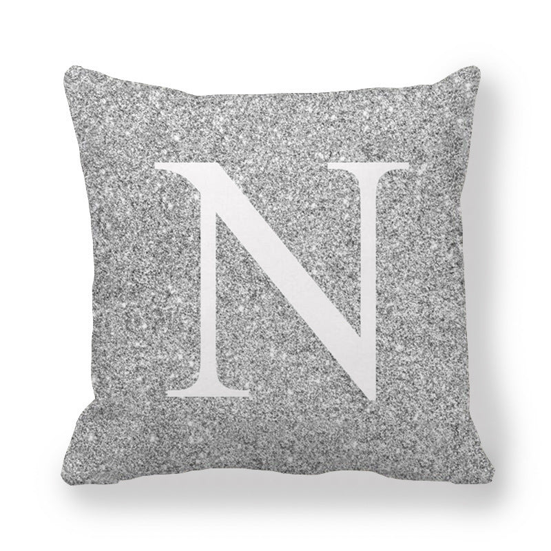 Fashion Gray Shading 26 English Letters Encrypted Peach Skin Fabric Pillow Cover