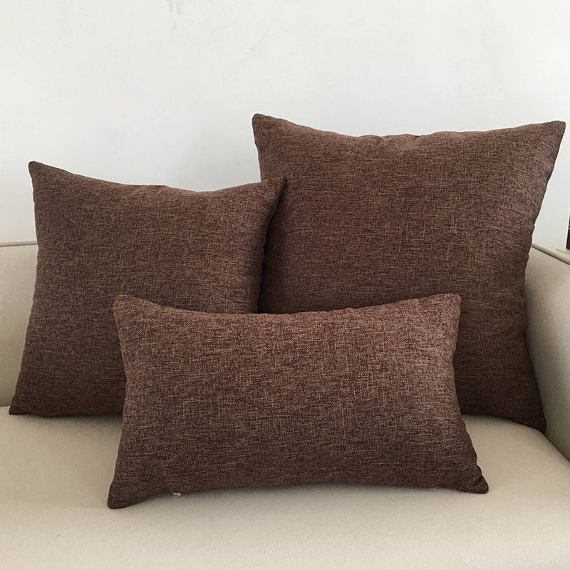 Solid Color Cotton and Linen Throw Pillow Cover