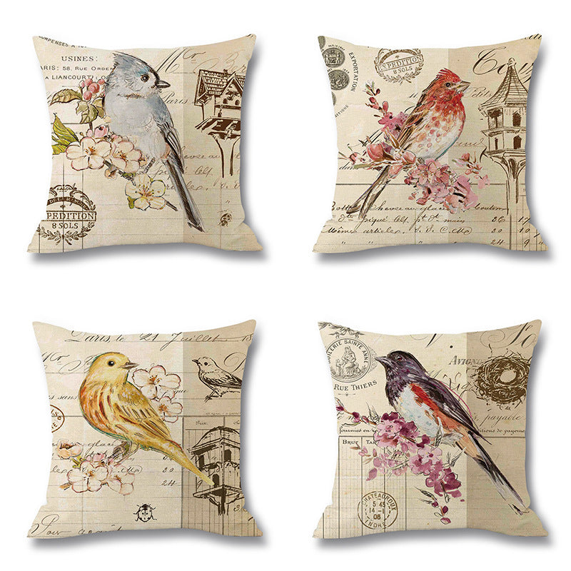 Printed Throw Pillow Linen Cushion Waist Pillow Case