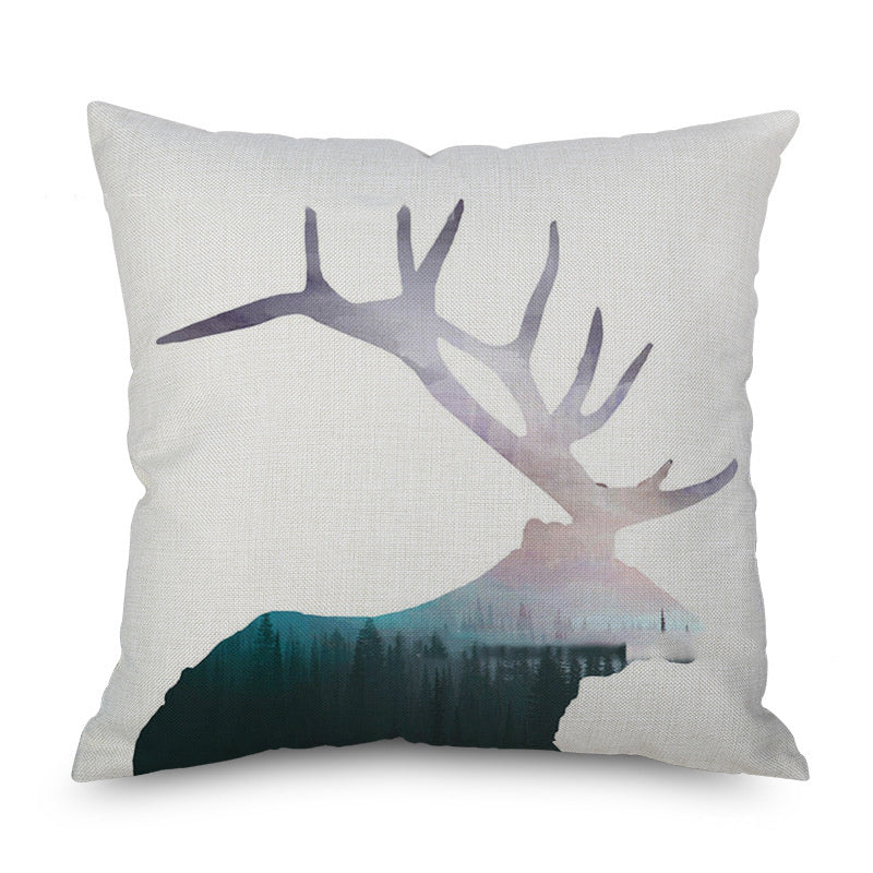 Watercolor Animal Linen Pillow Cover